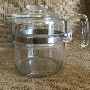 Vintage Pyrex 4 to 6 cup, Clear Glass Coffee Pot 7754 with Lid